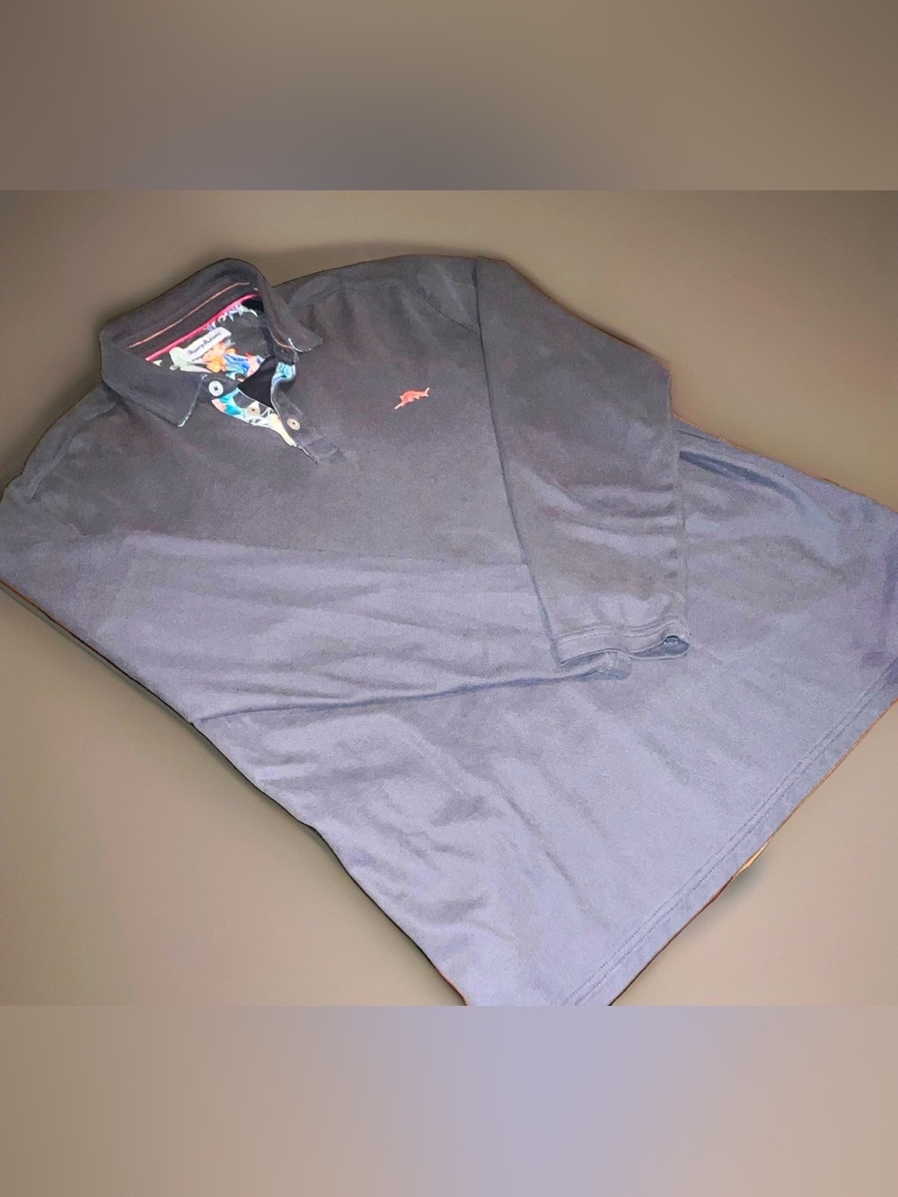 Tommy Bahama Island Zone Men’s Gray Long Sleeve Polo Shirt Logo XL